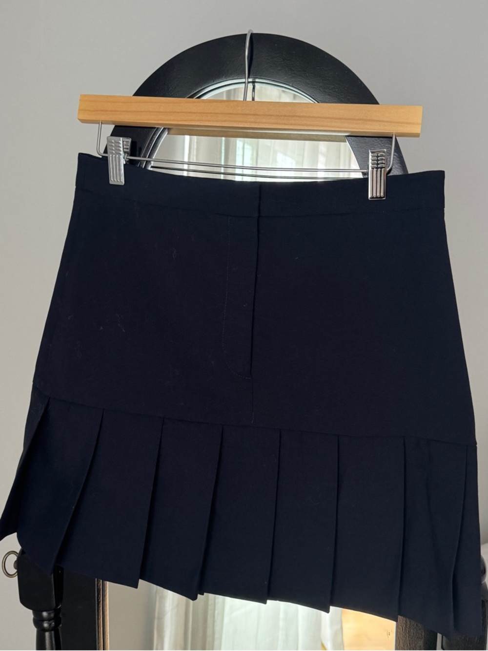 Sandro Navy Pleated Mini Skirt - Picture 2 of 5